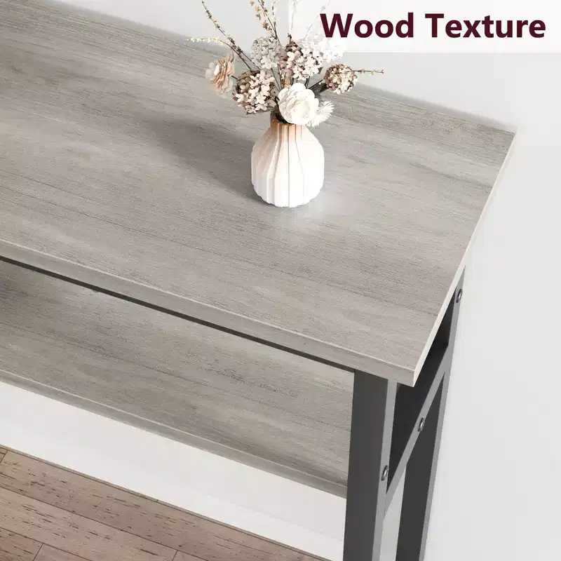 5.9 Table Console Étroite avec Étagère Réglable - Table d'Appoint Industrielle Mince à 2 Niveaux pour Couloir, Entrée et Salon