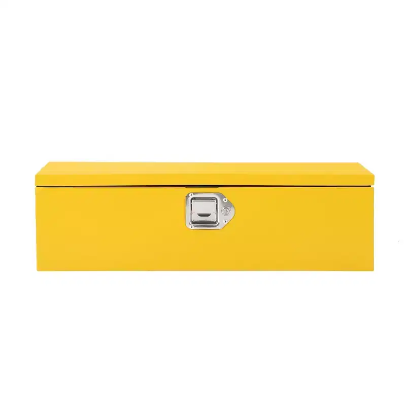 Boîte à outils en acier pour plateau de camion, boîte à outils en tôle larmée avec poignée latérale et clés de verrouillage, coffre de rangement organiseur