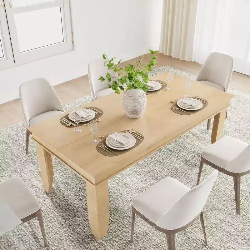 Table de salle à manger de ferme pour 6-8 personnes, tables de cuisine de 180 cm de long avec cadre en bois robuste, grande table à manger rectangulaire de 180 cm pour salle à manger