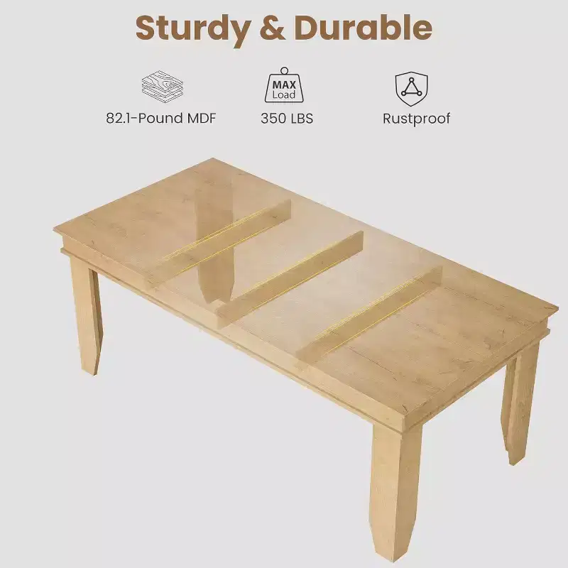 Table de salle à manger de ferme pour 6-8 personnes, tables de cuisine de 180 cm de long avec cadre en bois robuste, grande table à manger rectangulaire de 180 cm pour salle à manger