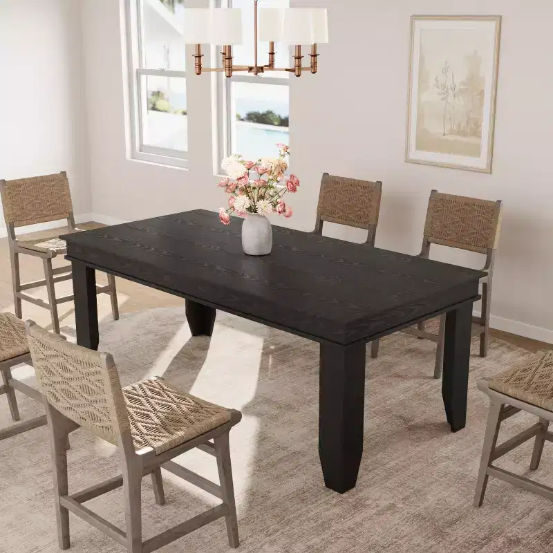 Table de salle à manger de ferme pour 6-8 personnes, tables de cuisine de 180 cm de long avec cadre en bois robuste, grande table à manger rectangulaire de 180 cm pour salle à manger