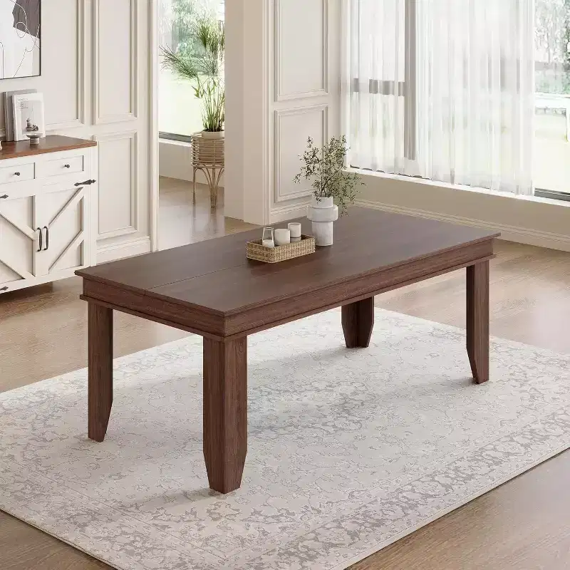 Table de salle à manger de ferme pour 6-8 personnes, tables de cuisine de 180 cm de long avec cadre en bois robuste, grande table à manger rectangulaire de 180 cm pour salle à manger