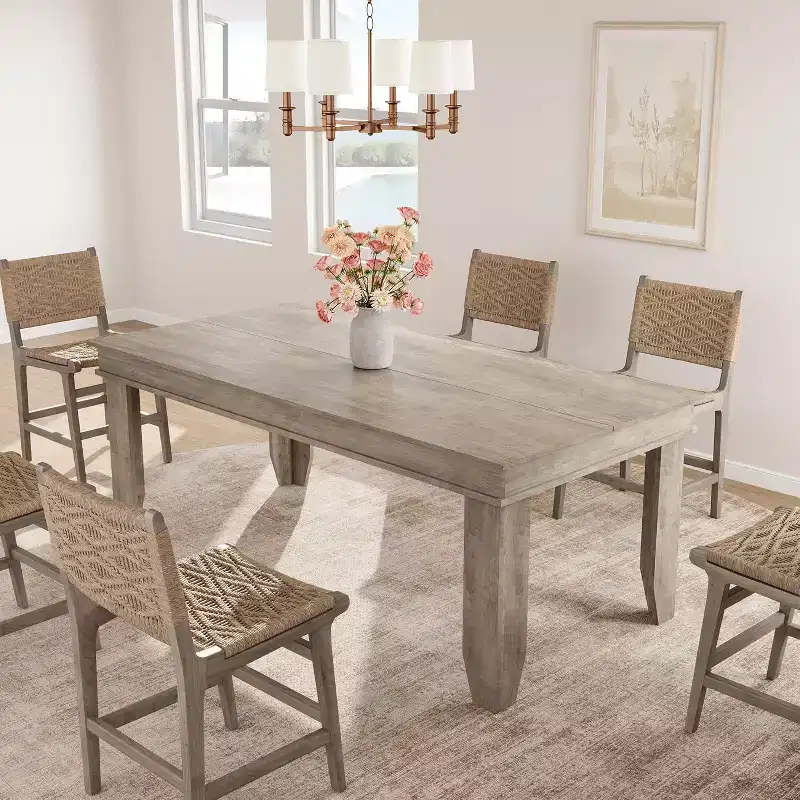 Table de salle à manger de ferme pour 6-8 personnes, tables de cuisine de 180 cm de long avec cadre en bois robuste, grande table à manger rectangulaire de 180 cm pour salle à manger
