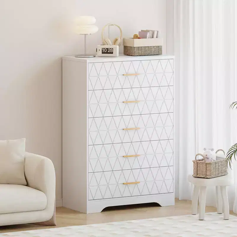 Commode 5 tiroirs pour chambre à coucher, Commode 5 tiroirs pour placard, Table de chevet moderne, Meuble de rangement pour salon, couloir