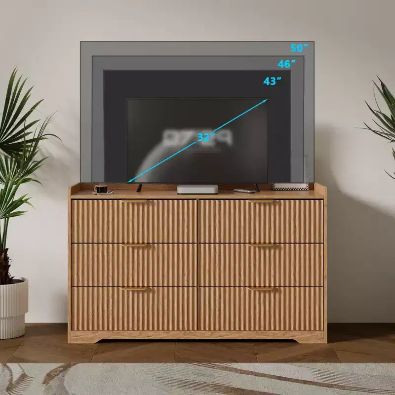 Commode double moderne à 6 tiroirs, large coffre de rangement en bois, meuble de chambre à coucher, organiseur de vêtements pour chambre d'enfant, avec dispositif anti-basculement