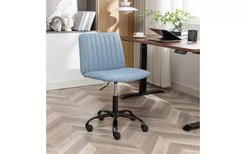Chaise de bureau ergonomique pivotante à 360°, réglable en hauteur, en tissu, avec rembourrage en mousse épaisse et base métallique robuste