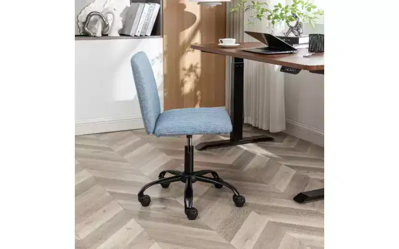 Chaise de bureau ergonomique pivotante à 360°, réglable en hauteur, en tissu, avec rembourrage en mousse épaisse et base métallique robuste
