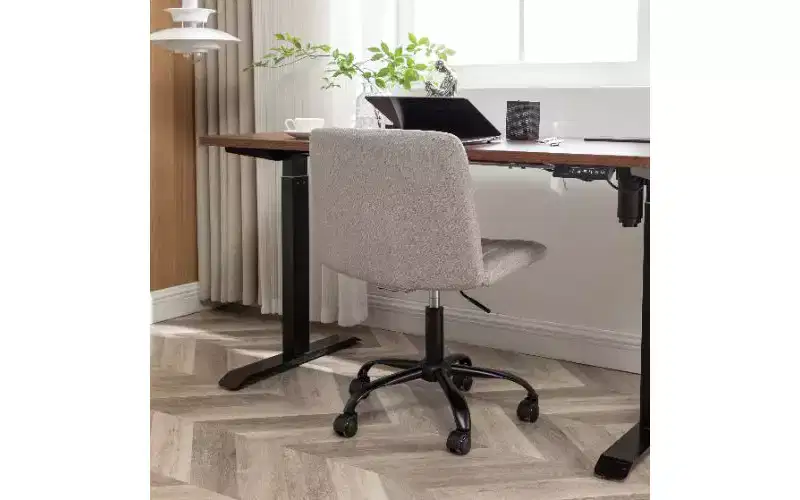 Chaise de bureau ergonomique pivotante à 360°, réglable en hauteur, en tissu, avec rembourrage en mousse épaisse et base métallique robuste