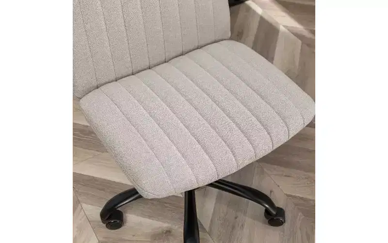 Chaise de bureau ergonomique pivotante à 360°, réglable en hauteur, en tissu, avec rembourrage en mousse épaisse et base métallique robuste
