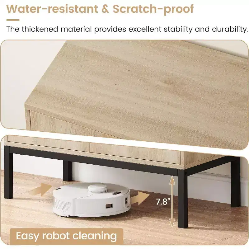 Meuble de rangement en rotin avec étagères réglables, buffet pour entrée, salon et cuisine, 80L x 40l cm