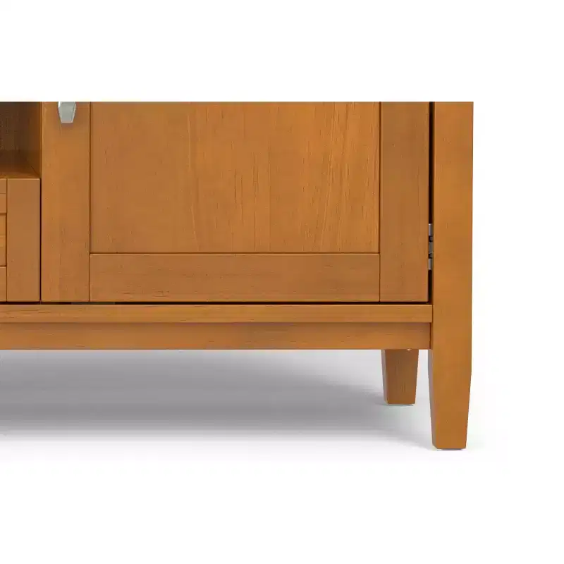 Meuble TV bas Mid-Century Modern en bois massif de 72 po de large, en noyer, pour téléviseurs jusqu'à 80 po