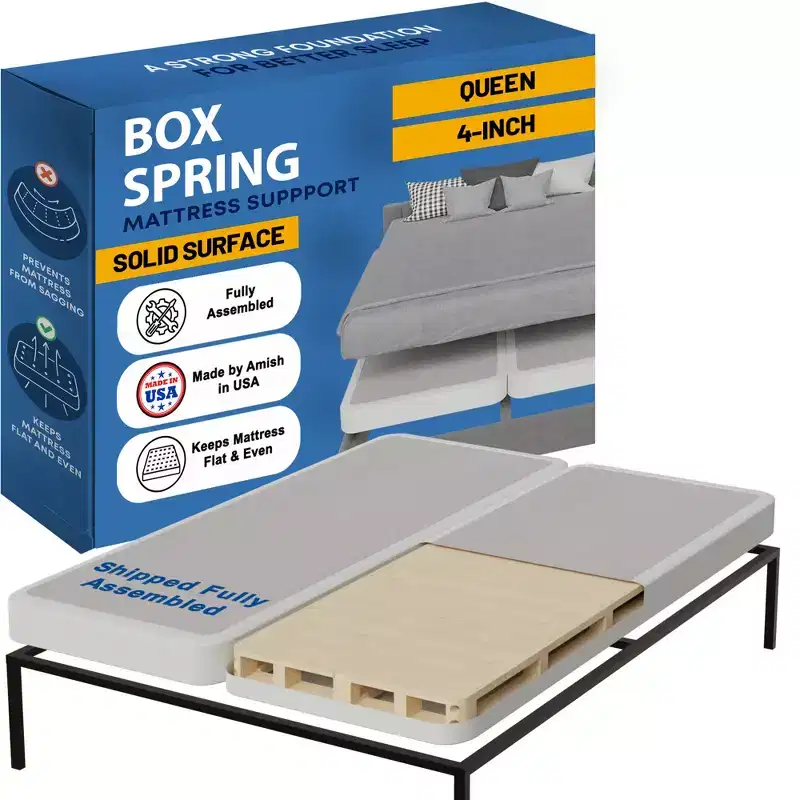 Base de lit queen size Solid Surface, silencieuse, sans bruit, sommier de soutien sous matelas 2 pièces, blanc