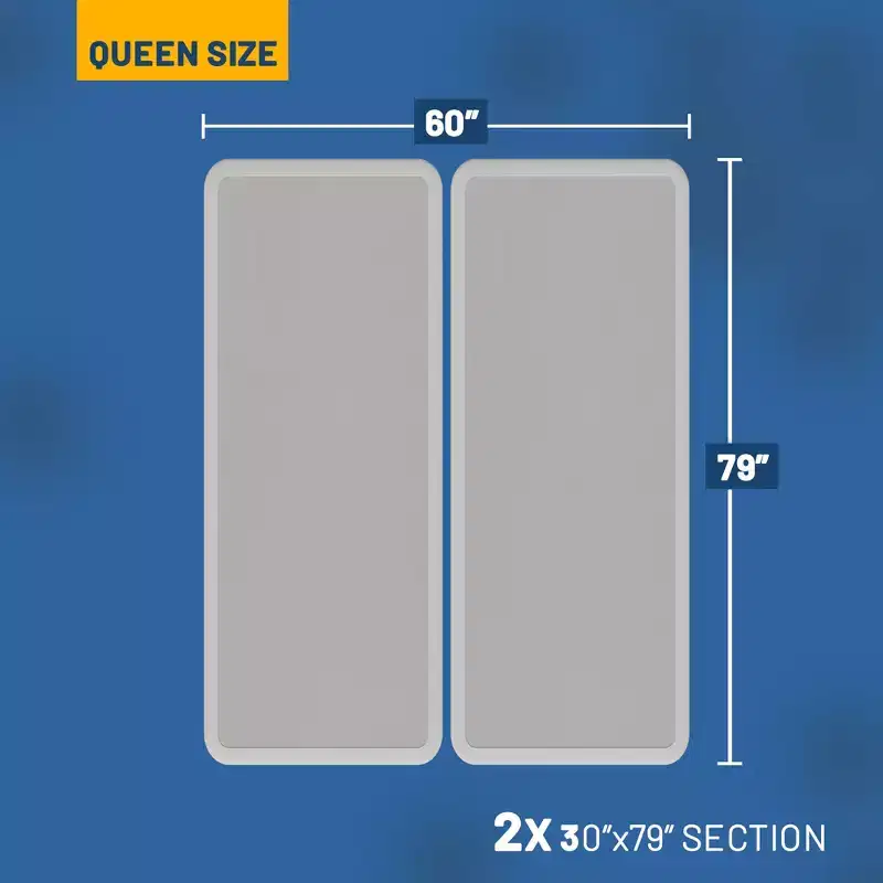 Base de lit queen size Solid Surface, silencieuse, sans bruit, sommier de soutien sous matelas 2 pièces, blanc