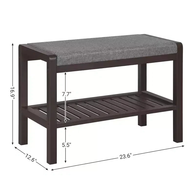 Banc range-chaussures avec coussin, siège rembourré, étagère de rangement, organisateur de chaussures