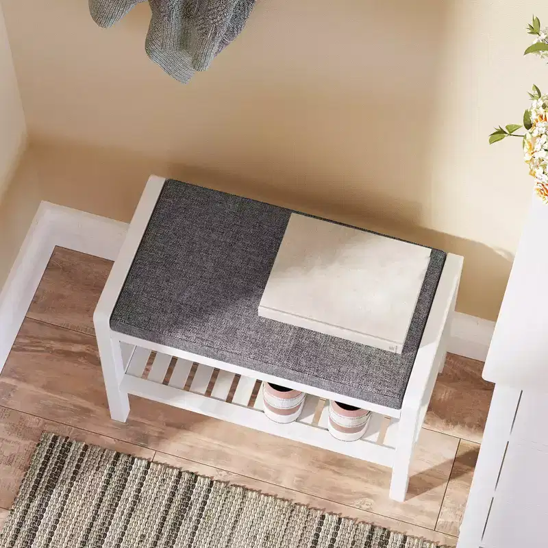 Banc range-chaussures avec coussin, siège rembourré, étagère de rangement, organisateur de chaussures