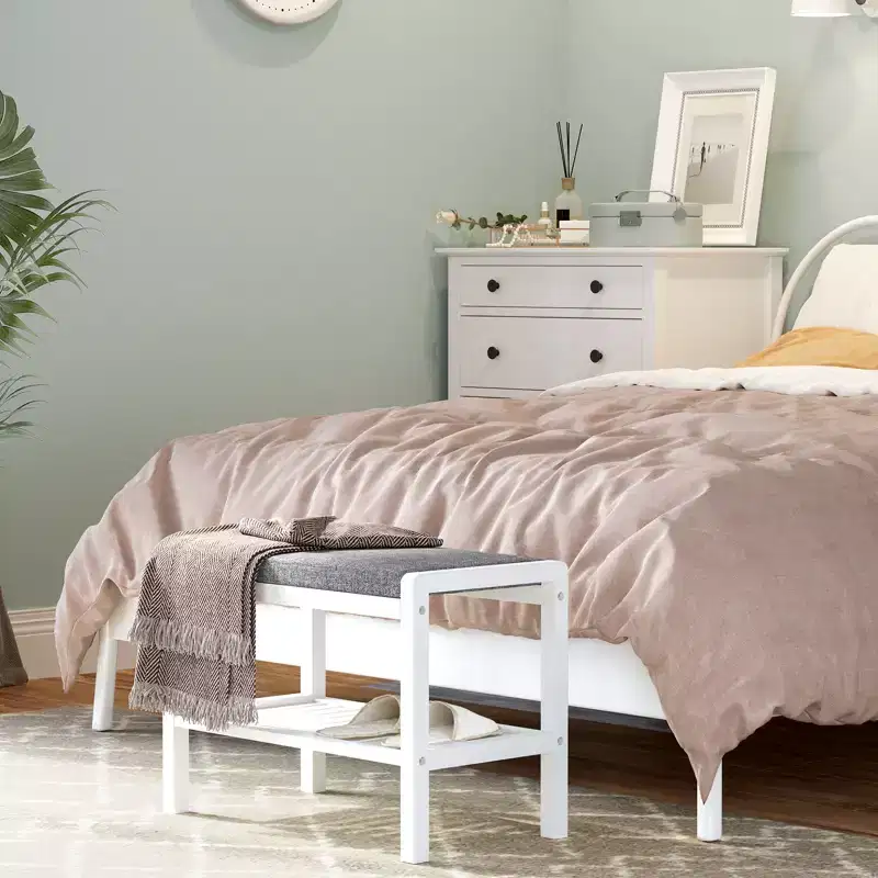 Banc range-chaussures avec coussin, siège rembourré, étagère de rangement, organisateur de chaussures