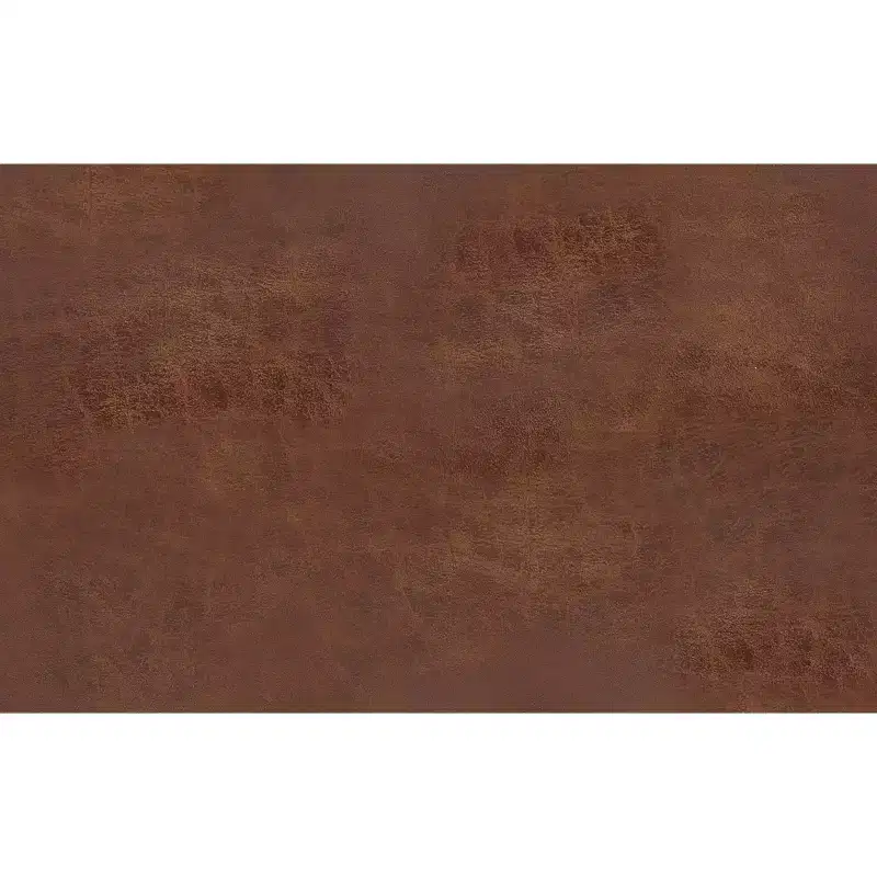 Banc ottoman rectangulaire contemporain de 66 cm de large en similicuir vegan marron selle vieilli