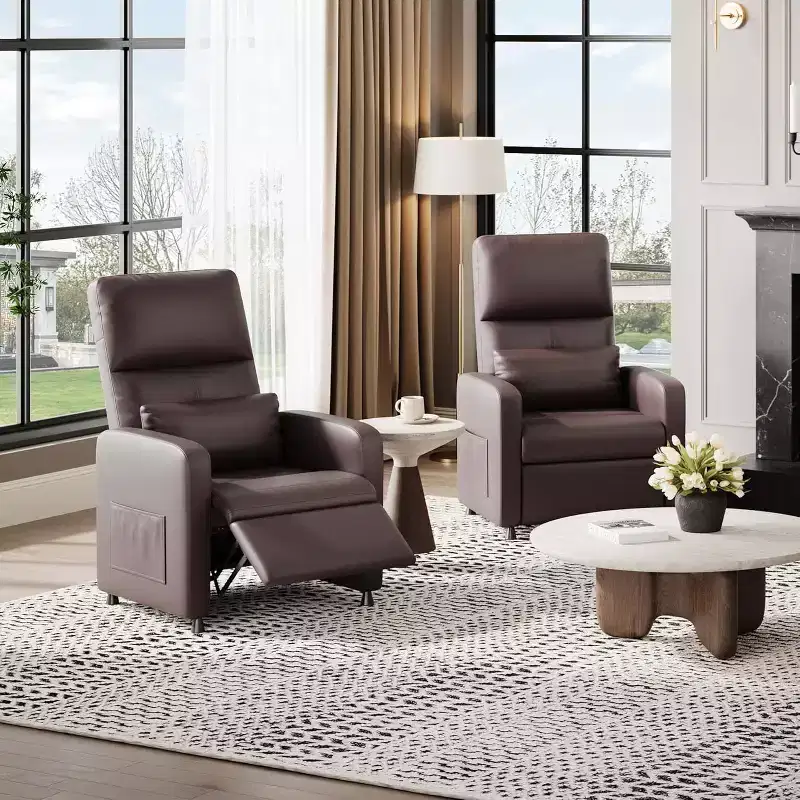 Fauteuil inclinable, Fauteuil Inclinable Ergonomique Rembourré en Cuir PU pour Salon, Dossier Haut, Siège Rembourré, 2 Poches Latérales