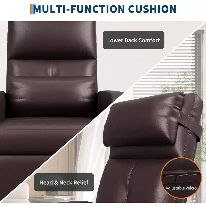 Fauteuil inclinable, Fauteuil Inclinable Ergonomique Rembourré en Cuir PU pour Salon, Dossier Haut, Siège Rembourré, 2 Poches Latérales