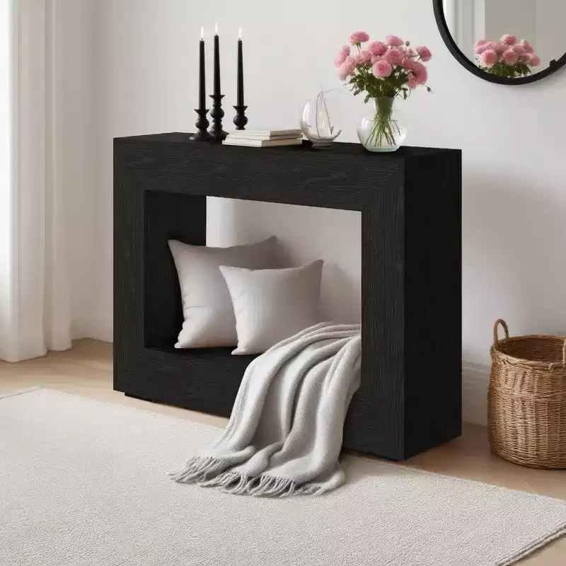 Console étroite de 120 cm, table d'entrée de style ferme, tables de canapé rustiques avec rangement pour couloir, hall d'entrée, salon, chambre à coucher