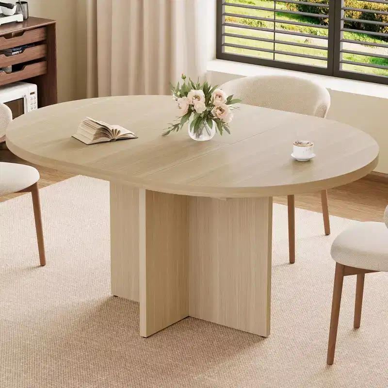Table à manger ronde extensible de 43,3'' à 59'' pour 4 à 8 personnes, Table à manger ovale de cuisine moderne avec rallonges amovibles, Table de salle à manger, cuisine