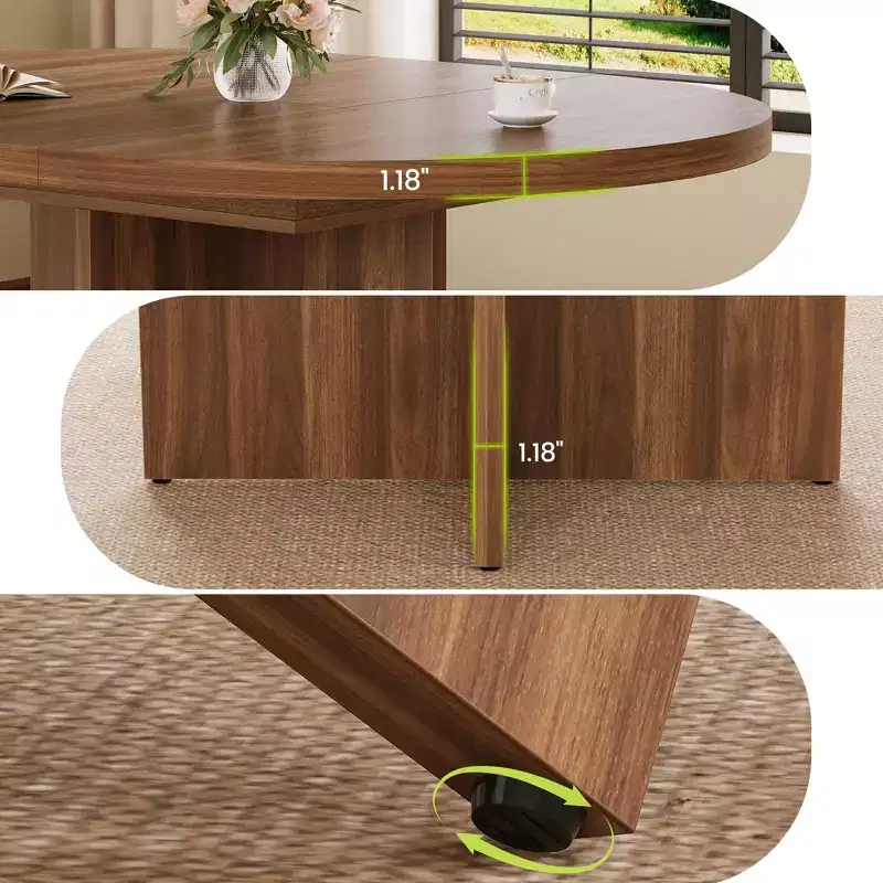 Table à manger ronde extensible de 43,3'' à 59'' pour 4 à 8 personnes, Table à manger ovale de cuisine moderne avec rallonges amovibles, Table de salle à manger, cuisine