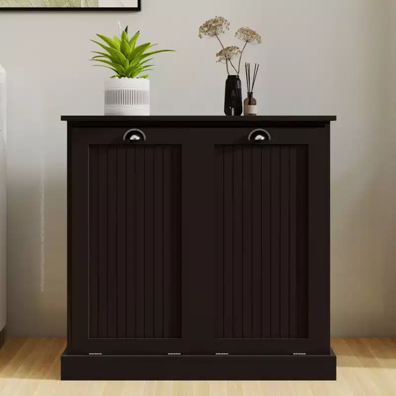 Armoire à linge en bois avec rangement basculant L. 32,68 po x P. 14,57 po x H. 31,5 po