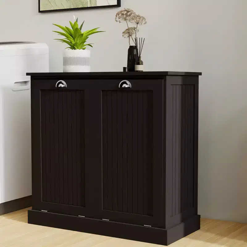 Armoire à linge en bois avec rangement basculant L. 32,68 po x P. 14,57 po x H. 31,5 po