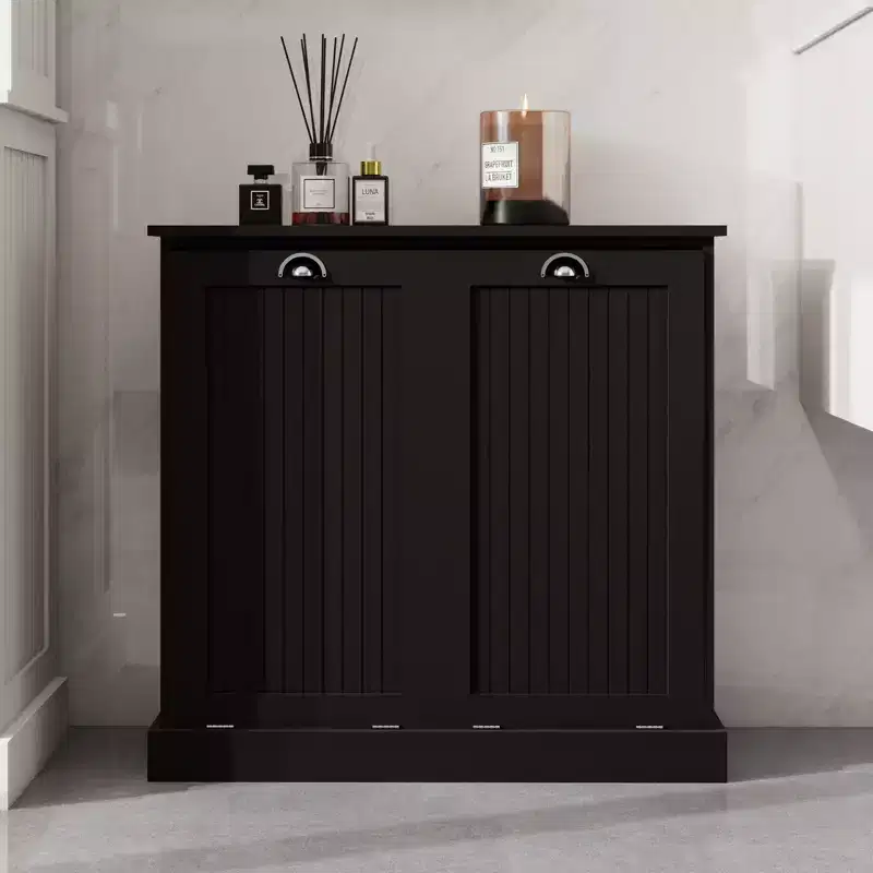 Armoire à linge en bois avec rangement basculant L. 32,68 po x P. 14,57 po x H. 31,5 po