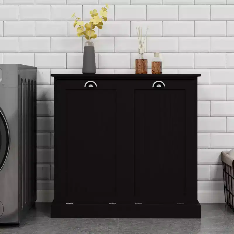 Armoire à linge en bois avec rangement basculant L. 32,68 po x P. 14,57 po x H. 31,5 po