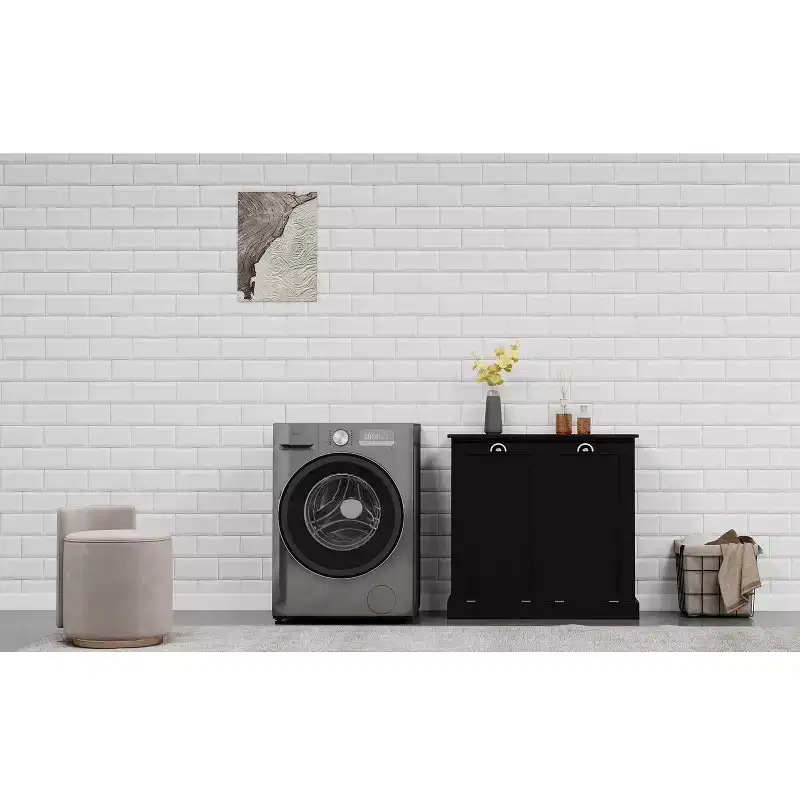 Armoire à linge en bois avec rangement basculant L. 32,68 po x P. 14,57 po x H. 31,5 po