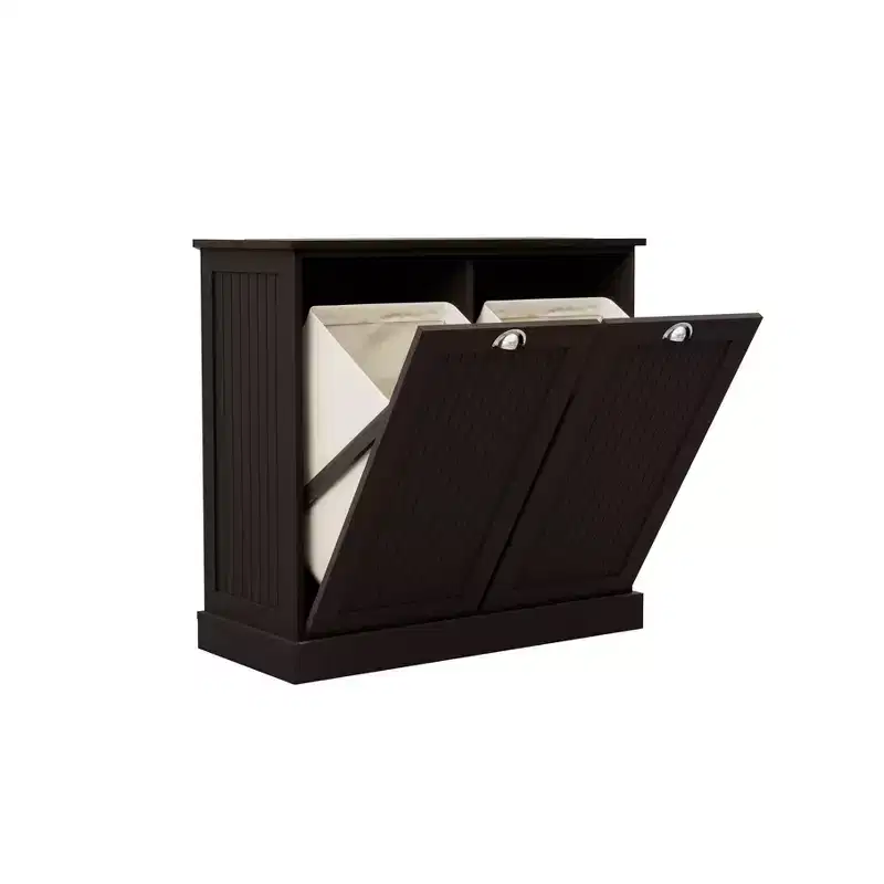 Armoire à linge en bois avec rangement basculant L. 32,68 po x P. 14,57 po x H. 31,5 po
