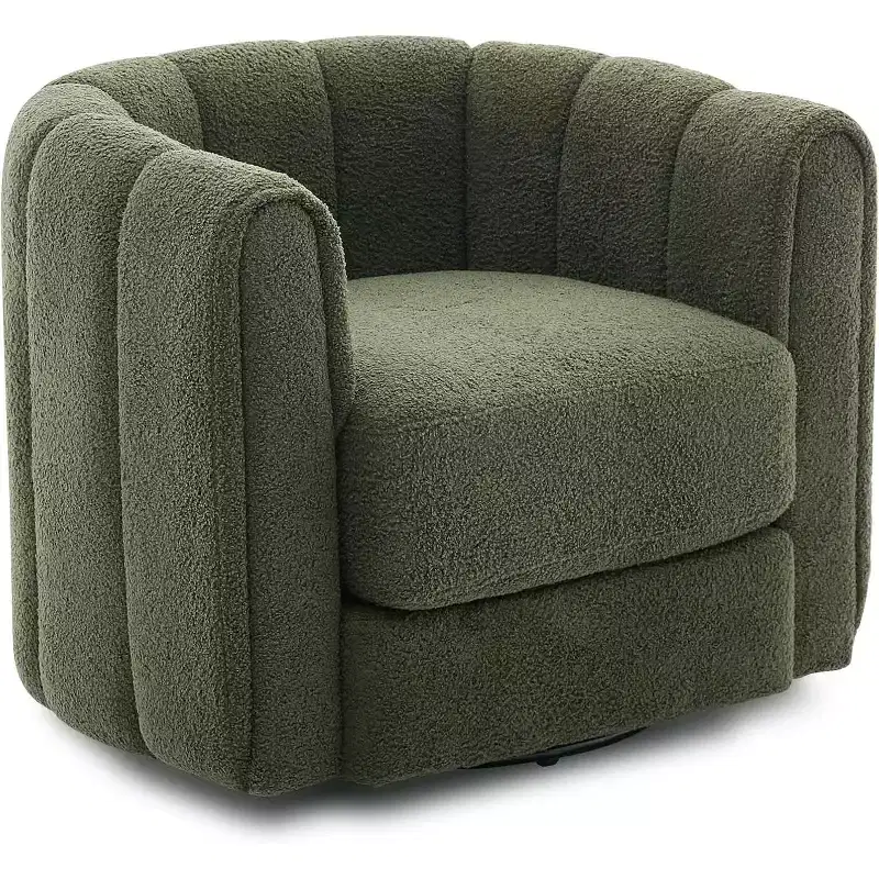 Fauteuil de salon moderne Soft Swivel, fauteuil accent pivotant à 360 degrés, dossier rayé, rembourrage doux, rembourré et lisse pour le salon