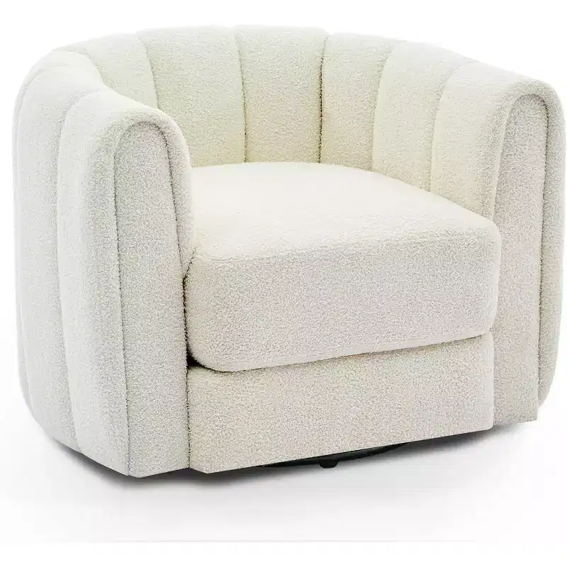 Fauteuil de salon moderne Soft Swivel, fauteuil accent pivotant à 360 degrés, dossier rayé, rembourrage doux, rembourré et lisse pour le salon