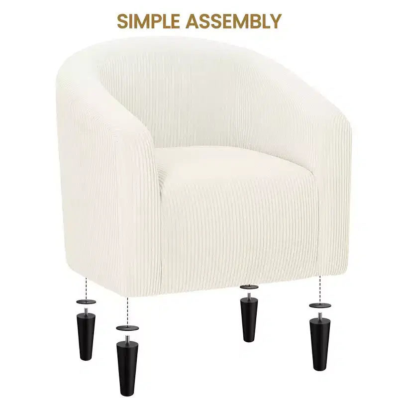 Fauteuil d'appoint rembourré en forme de tonneau pour salon