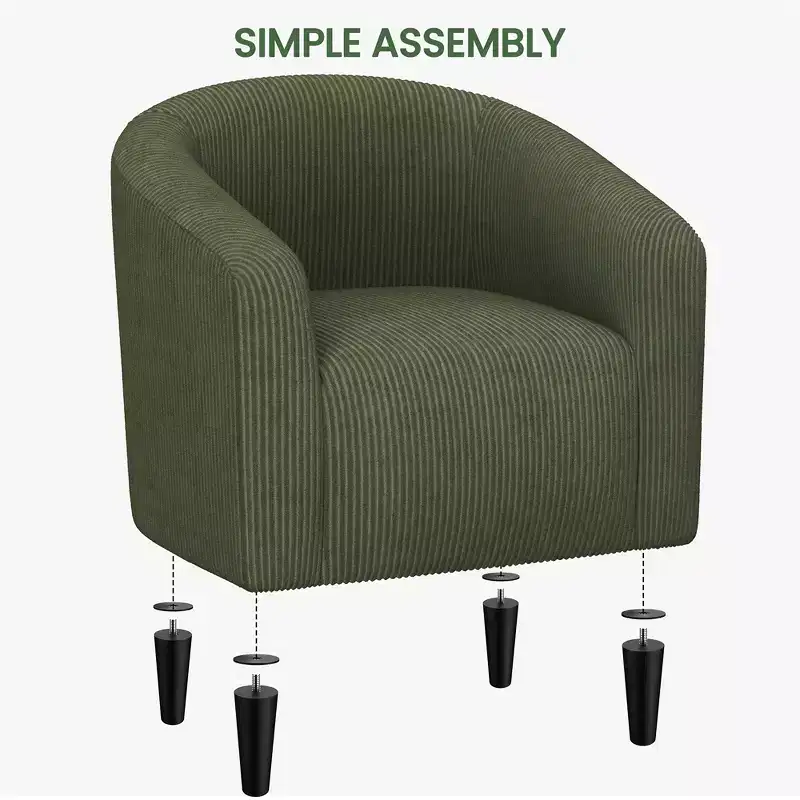 Fauteuil d'appoint rembourré en forme de tonneau pour salon