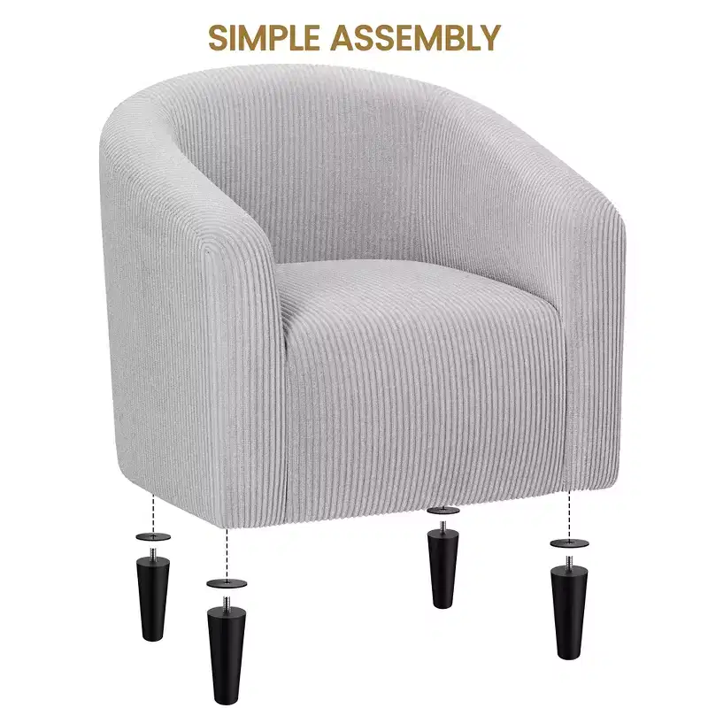 Fauteuil d'appoint rembourré en forme de tonneau pour salon