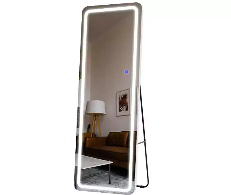 Miroir de courtoisie sans cadre en aluminium 63x16 LED avec lumières Miroir pleine longueur blanc