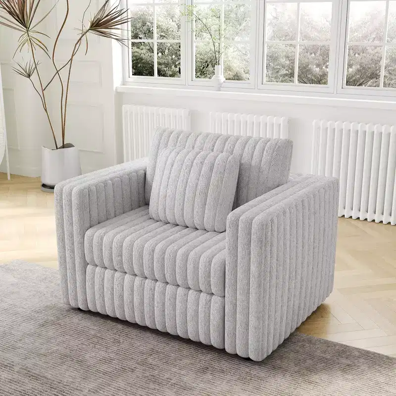 Fauteuil simple moderne de 44,9 pouces avec 2 oreillers pour salon, appartement, bureau