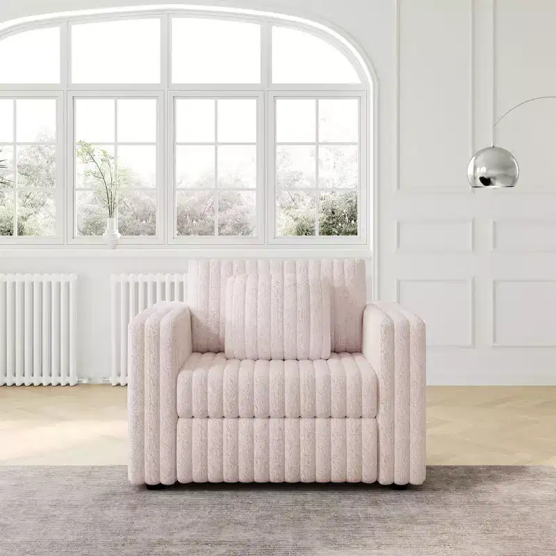 Fauteuil simple moderne de 44,9 pouces avec 2 oreillers pour salon, appartement, bureau