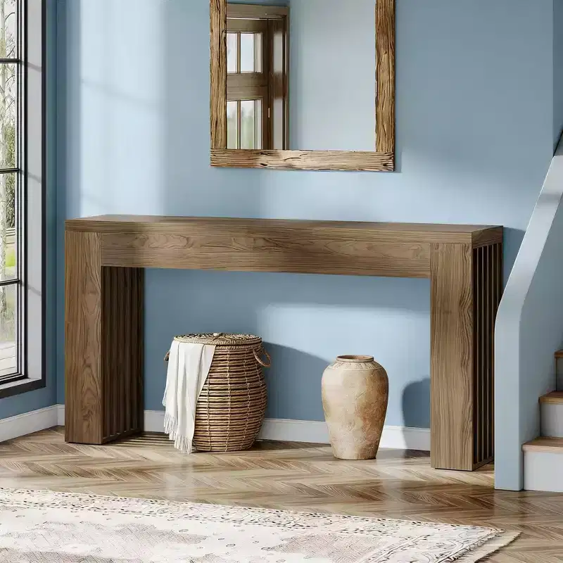 Console, Table de canapé en bois derrière le canapé, Table de couloir