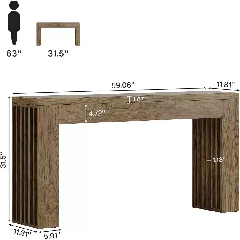 Console, Table de canapé en bois derrière le canapé, Table de couloir