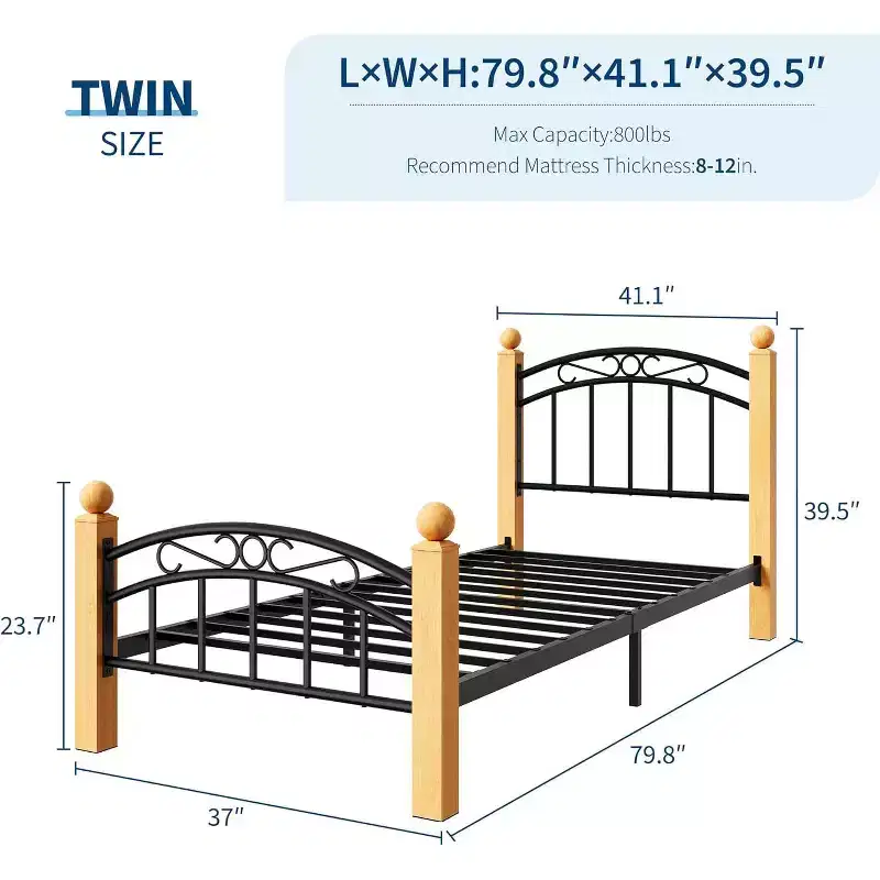 Cadre de lit Queen Size avec tête de lit, sommier plateforme avec support en lattes de bois, pas besoin de sommier tapissier, sommeil sans bruit, espace de rangement sous le lit
