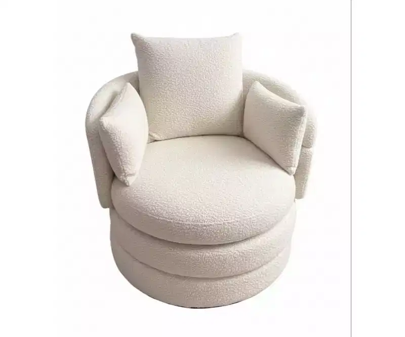 Fauteuil pivotant rond de salon de 30,7 pouces avec pouf repose-pieds rabattable