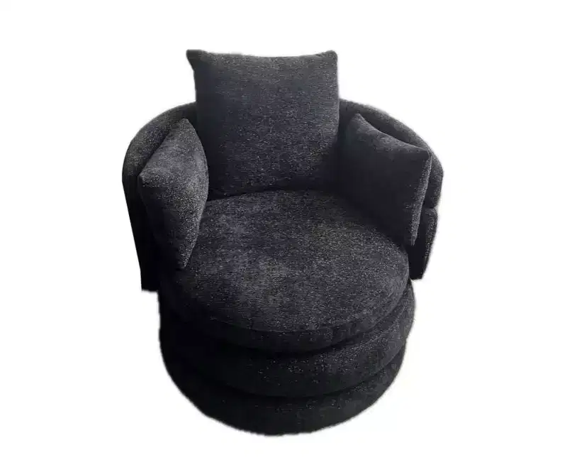 Fauteuil pivotant rond de salon de 30,7 pouces avec pouf repose-pieds rabattable