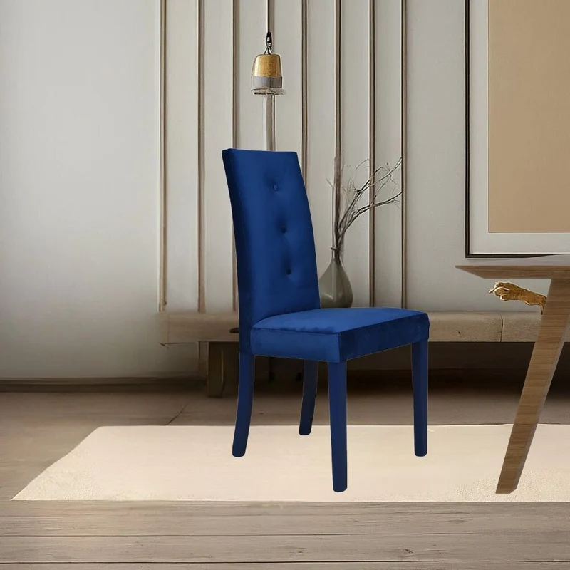 Set 2 sedie 3 bottoni velluto colore blu Montecarlo