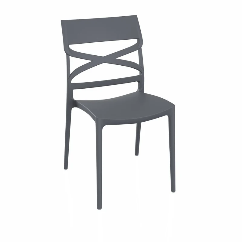 Set 4 Sedie in polipropilene colore grigio metal con schienale incrocio - Flow