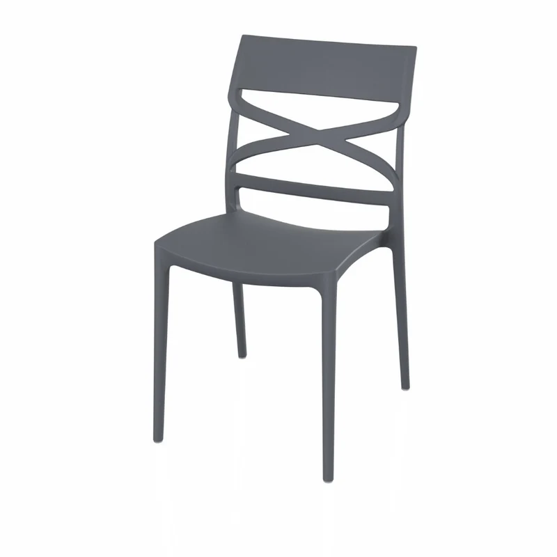 Set 4 Sedie in polipropilene colore grigio metal con schienale incrocio - Flow