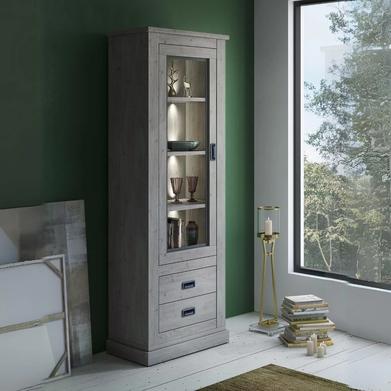 Vetrina colore ancona oak con cassetti e anta 73x204H cm - Anthony