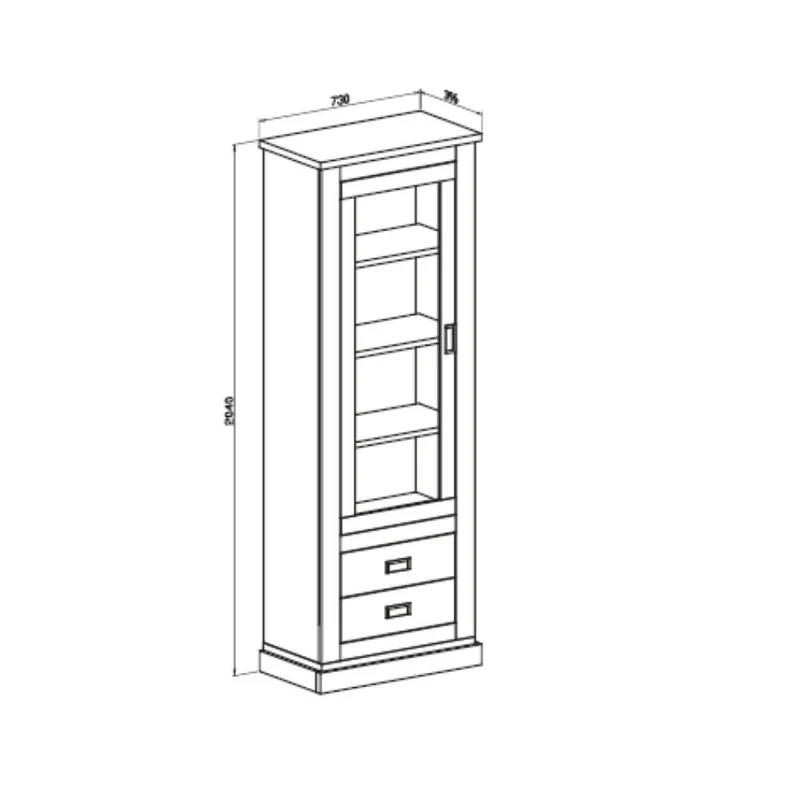 Vetrina colore ancona oak con cassetti e anta 73x204H cm - Anthony